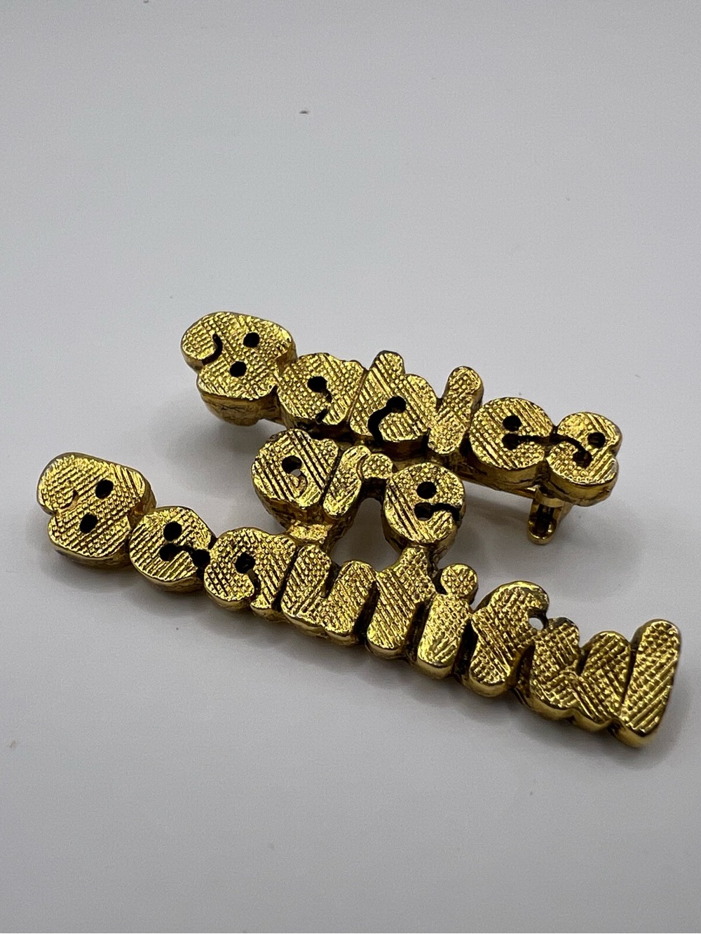 Vintage Gold Tone "Babies are Beautiful" Word Art Brooch Pin